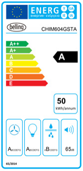 60cm Curved Glass Hood | Black | CHIM604GBLK