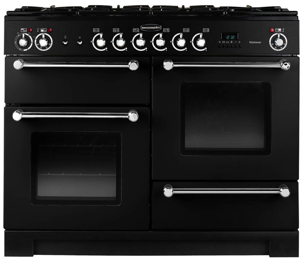Kitchener 110cm Dual Fuel Range Cooker | Black | KCH110DFFBLC