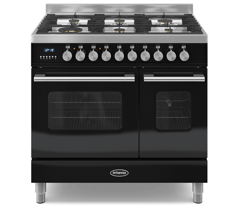 90cm Range Cooker, TWIN DELPHI, 6 Burners | Black | RC-9TG-DE-K