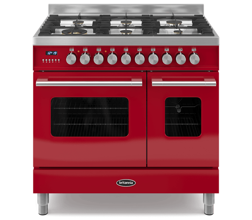 90cm Range Cooker, TWIN DELPHI, 6 Burners | Red | RC-9TG-DE-RED