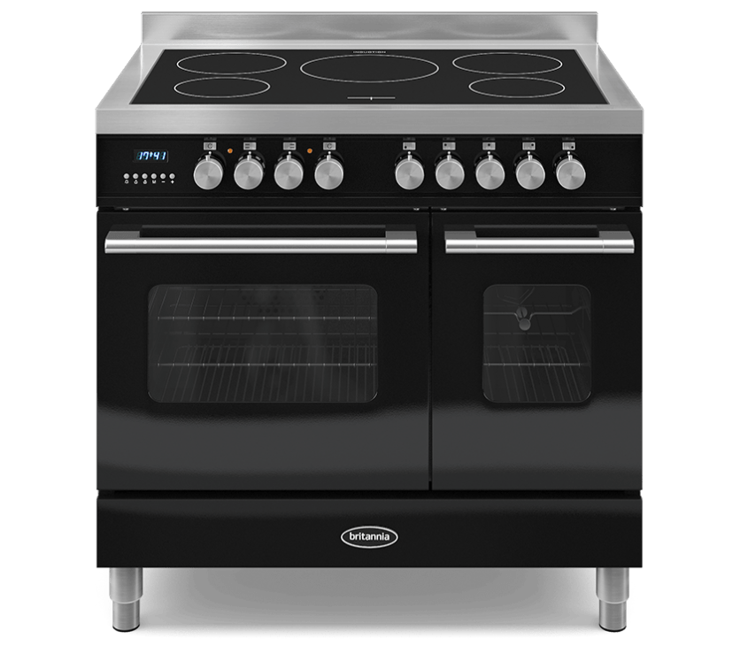 90cm Range Cooker, TWIN DELPHI, 5 Induction Zones | Black | RC-9TI-DE-K