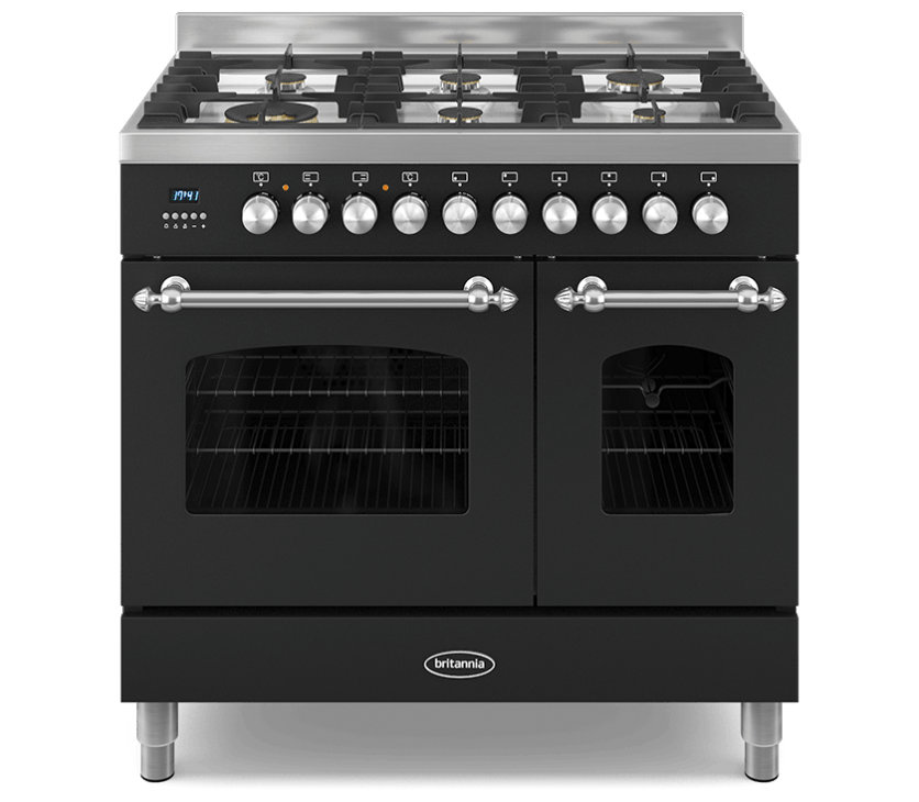 90cm Range Cooker, TWIN FLEET, 6 Burners | Black | RC-9TG-FL-K