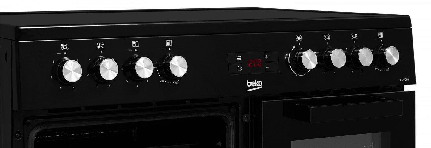 90cm Double Oven Electric Range Cooker | Black | KDVC90K