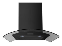 60cm Curved Glass Hood | Black | CHIM604GBLK
