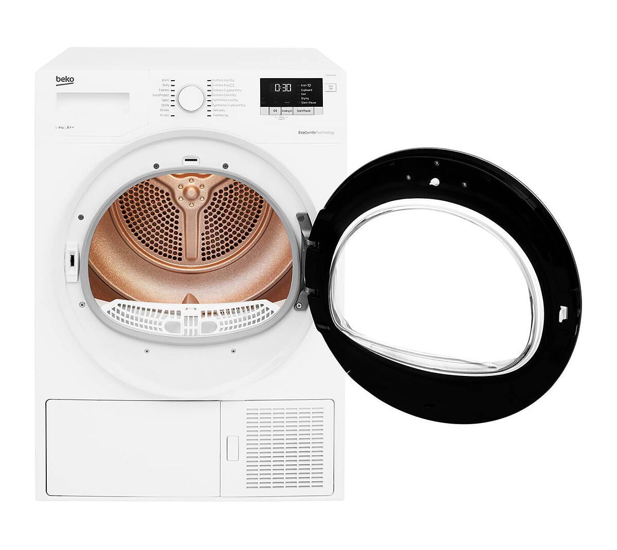 8KG Condenser Tumble Dryer in White | DTLCE80121W (Glass Door)