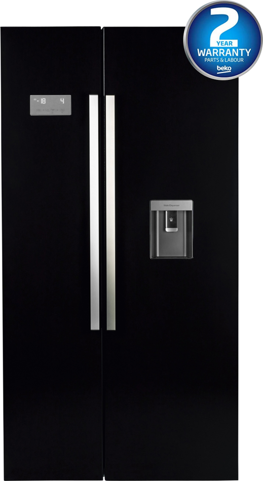 American Style Fridge Freezer with Water Dispenser, 179cm (H) in Black | ASD241B