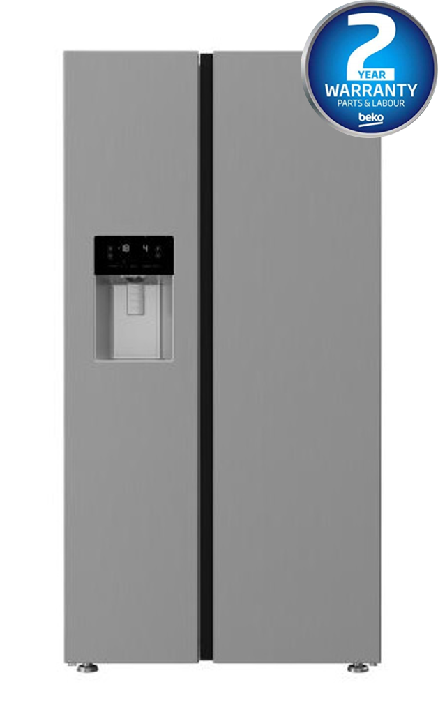 American Style Fridge Freezer with Water & Ice Dispenser, 179cm (H) in Brushed Silver | ASFP342PS