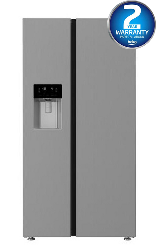 American Style Fridge Freezer with Water & Ice Dispenser, 179cm (H) in Brushed Silver | ASFP342PS