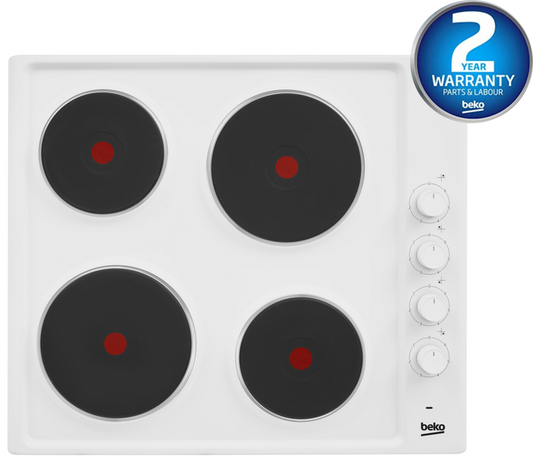 60cm Built-In Electric Hob in White | HIZE64101W | More Colours Available