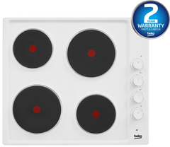 60cm Built-In Electric Hob in White | HIZE64101W | More Colours Available