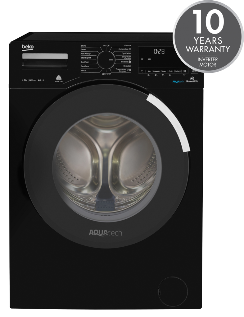 9kg, 1400rpm AquaTech Washing Machine in Black | WY940P44EB | More Colour Options