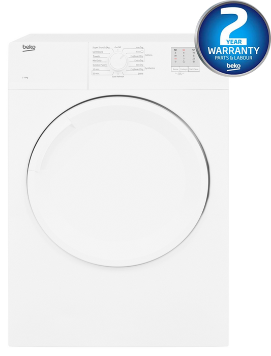 8KG Vented Tumble Dryer | White | DTGV8000W