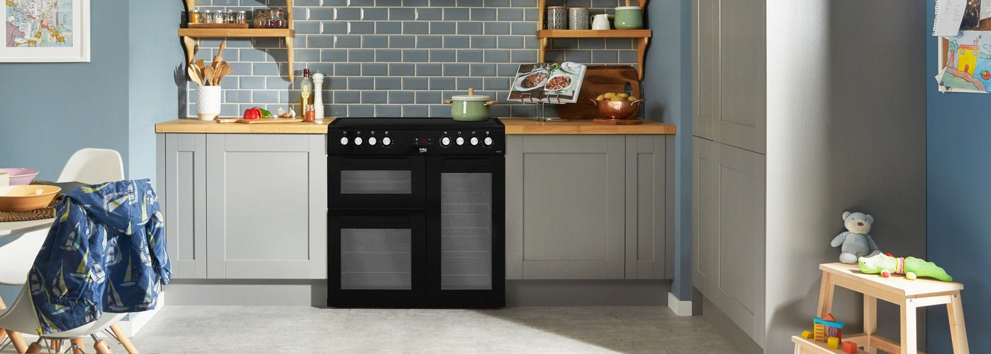 90cm Double Oven Electric Range Cooker | Black | KDVC90K
