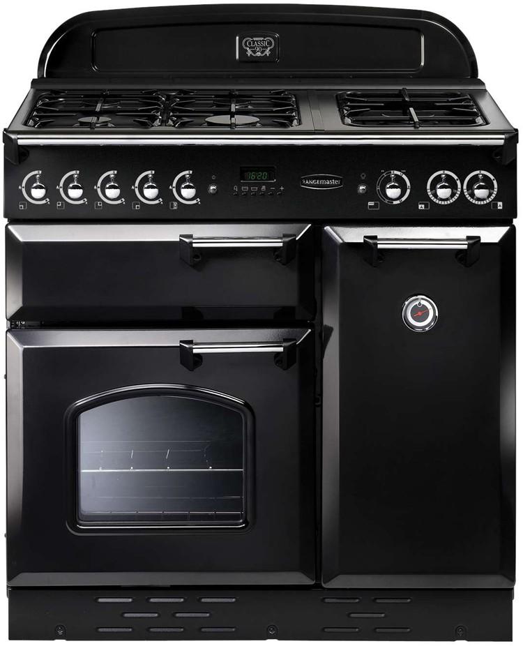 Classic 90cm Dual Fuel Range Cooker | Black/Chrome | CLAS90DFFBL/C