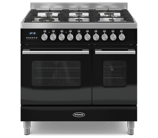 90cm Range Cooker, TWIN DELPHI, 6 Burners | Black | RC-9TG-DE-K