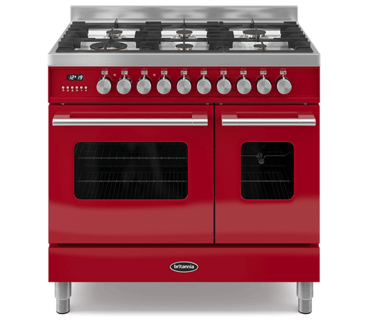 90cm Range Cooker, TWIN DELPHI, 6 Burners | Red | RC-9TG-DE-RED