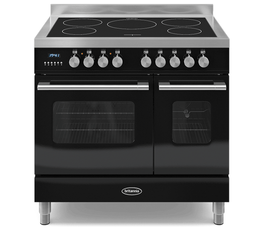 90cm Range Cooker, TWIN DELPHI, 5 Induction Zones | Black | RC-9TI-DE-K