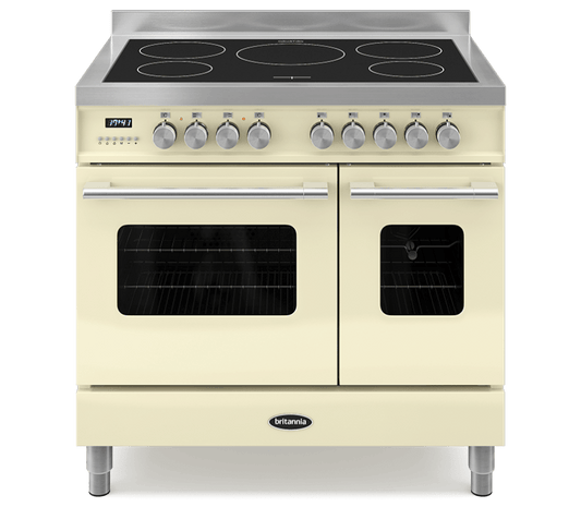 90cm Range Cooker, TWIN DELPHI, 5 Induction Zones | Cream | RC-9TI-DE-CR