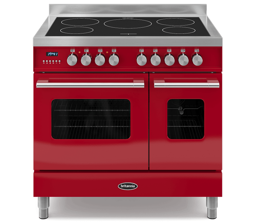 90cm Range Cooker, TWIN DELPHI, 5 Induction Zones | Red | RC-9TI-DE-RED