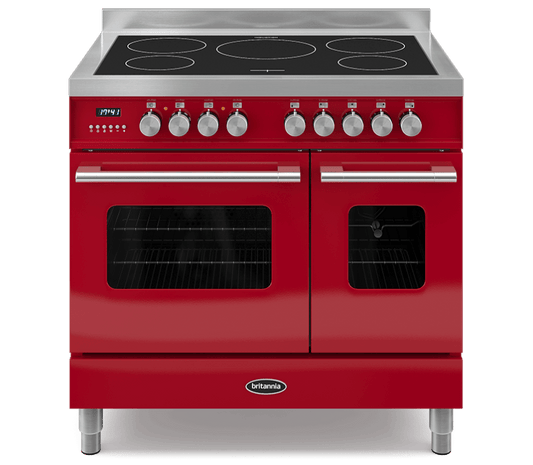 90cm Range Cooker, TWIN DELPHI, 5 Induction Zones | Red | RC-9TI-DE-RED