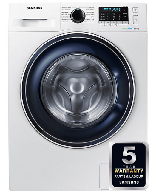 Ecobubble Smart Washing Machine, 8kg, 1400rpm | White | WW80J5555FW