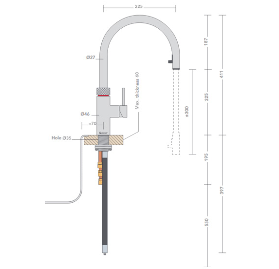 Pro7 Flex Tap In Chrome - 7L Boiling Tap | 7XCHR