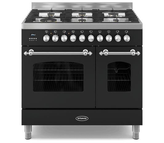 90cm Range Cooker, TWIN FLEET, 6 Burners | Black  | RC-9TG-FL-K