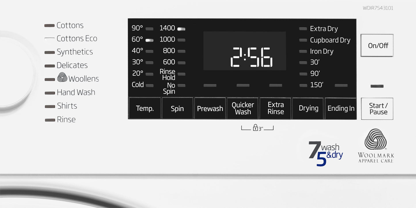Integrated Washer Dryer 7kg / 5kg, 1400rpm | WDIR7543101