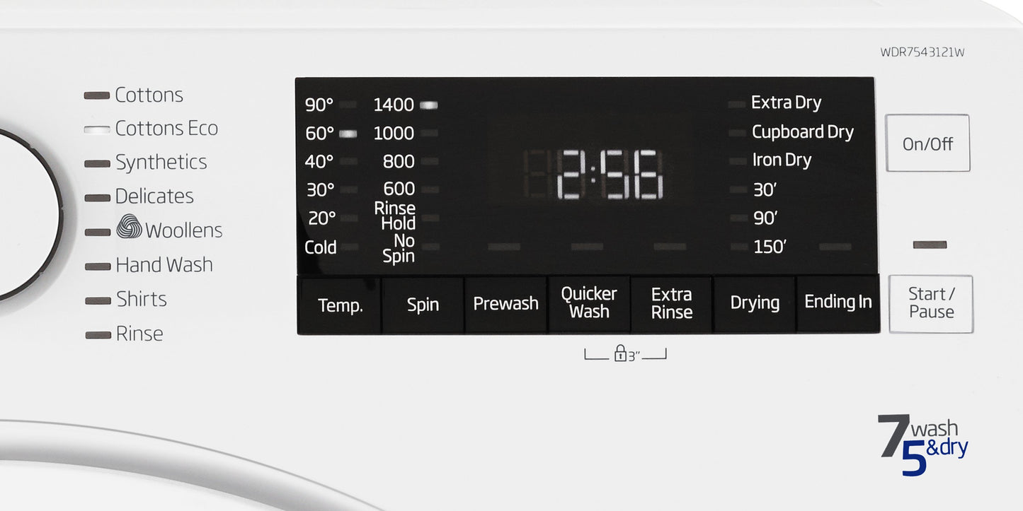 7KG / 5KG Washer Dryer in Whte | WDER7440421W | More Colour Options