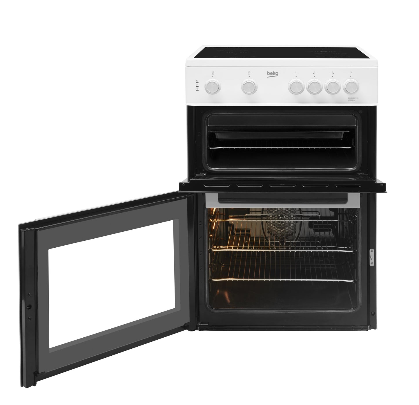 60cm Twin Cavity Electric Cooker | White | KTC611W | More Colour Options