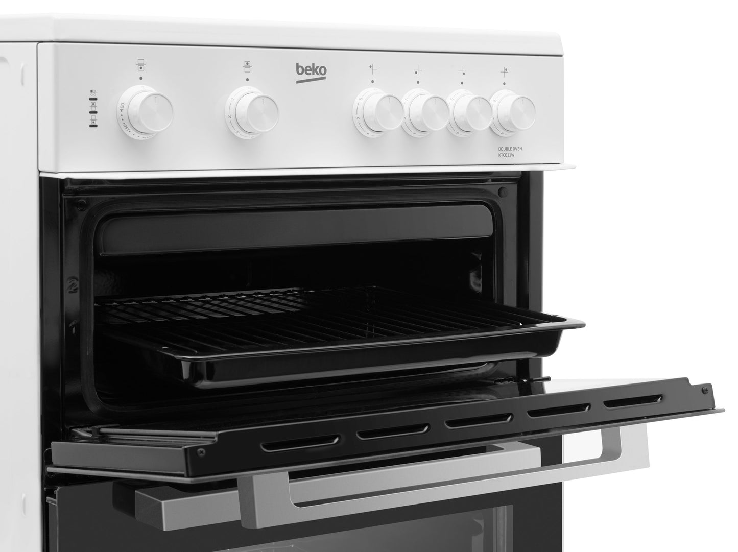 60cm Twin Cavity Electric Cooker | White | KTC611W | More Colour Options