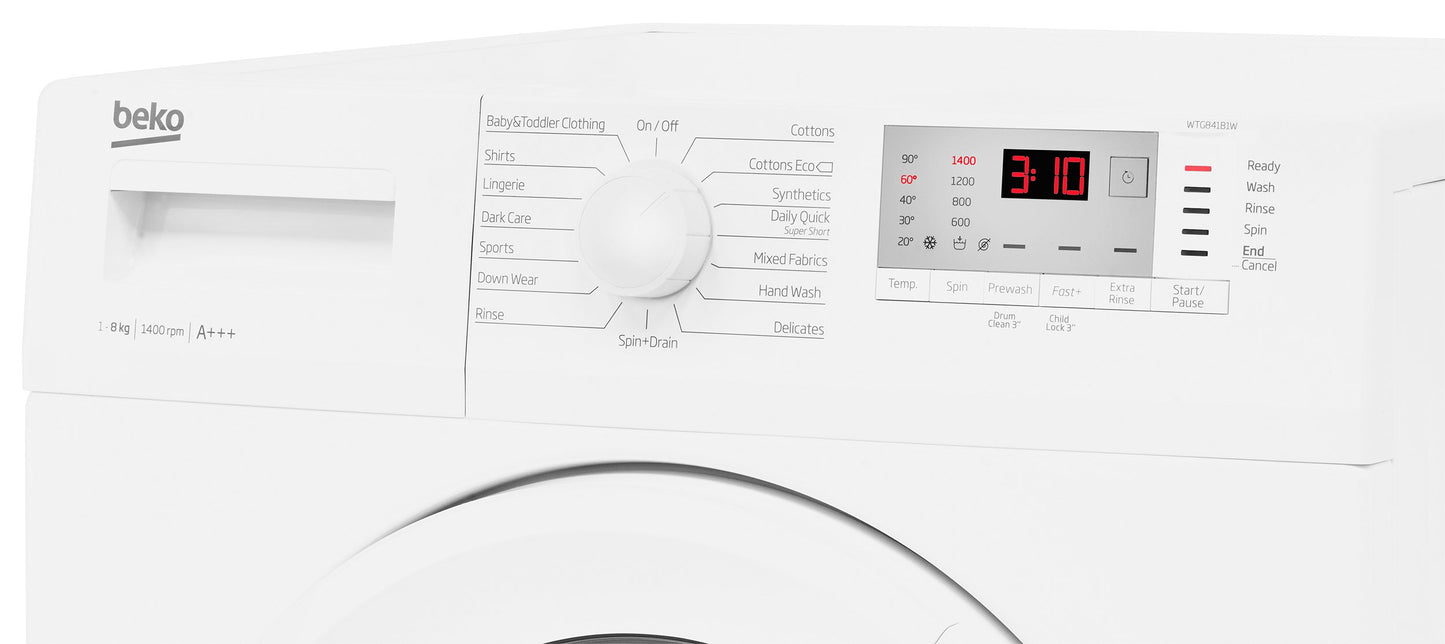 8kg, 1400rpm Washing Machine in White | WTL84151W | More Colour Options