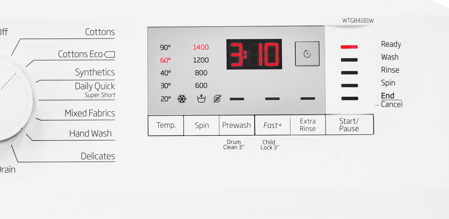 8kg, 1400rpm Washing Machine in White | WTL84151W | More Colour Options