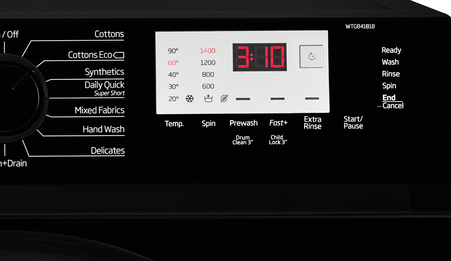 8kg, 1400rpm Washing Machine in Black | WTL84151B | More Colour Options