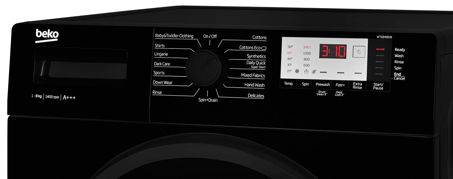8kg, 1400rpm Washing Machine in Black | WTL84151B | More Colour Options