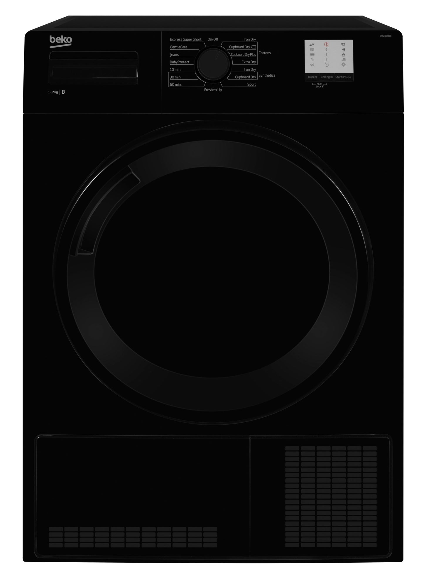 7KG Condenser Tumble Dryer in Black | DTLCE70051B | More Colour Options