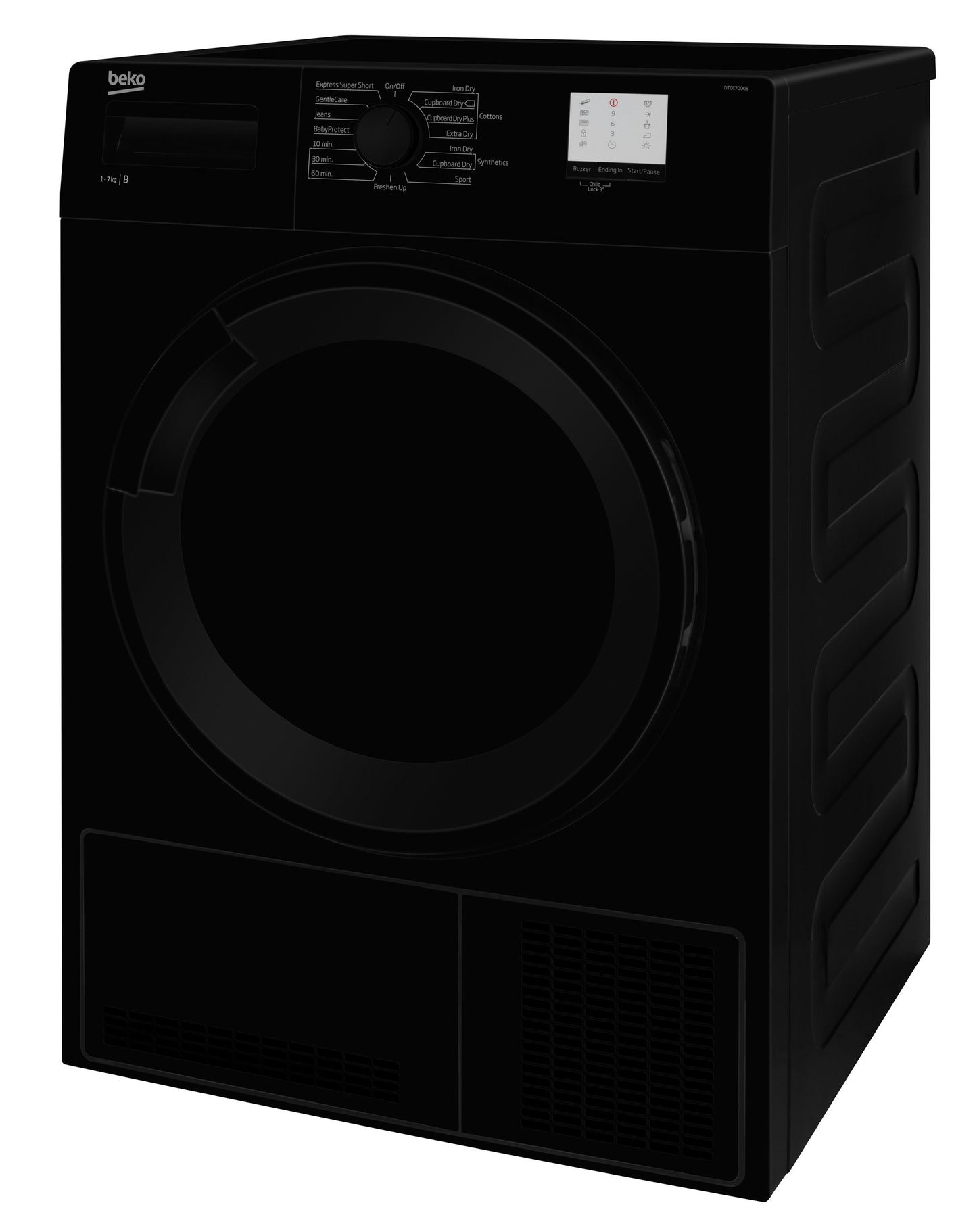7KG Condenser Tumble Dryer in Black | DTLCE70051B | More Colour Options