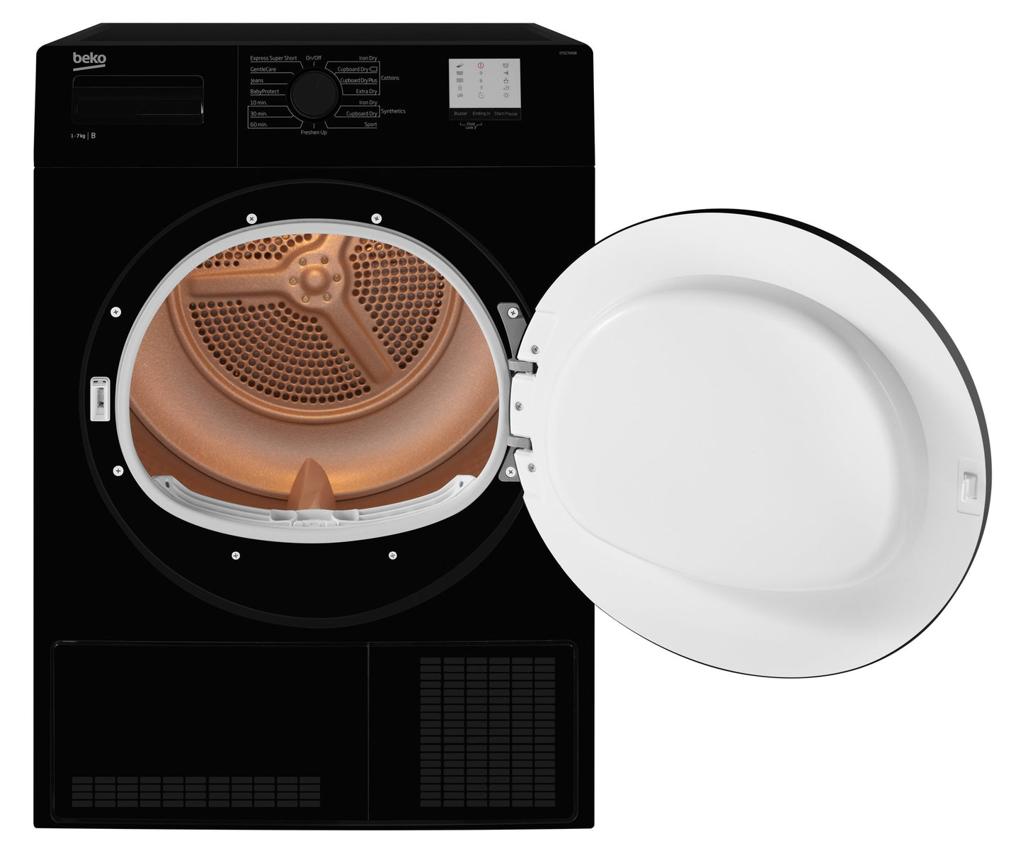 7KG Condenser Tumble Dryer in Black | DTLCE70051B | More Colour Options