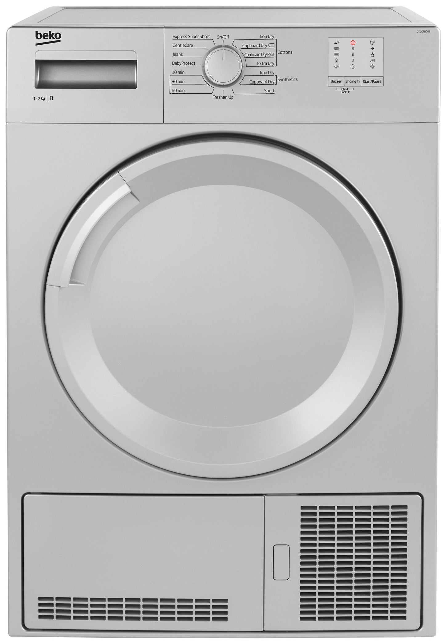 7KG Condenser Tumble Dryer in Silver | DTLCE70051S | More Colour Options
