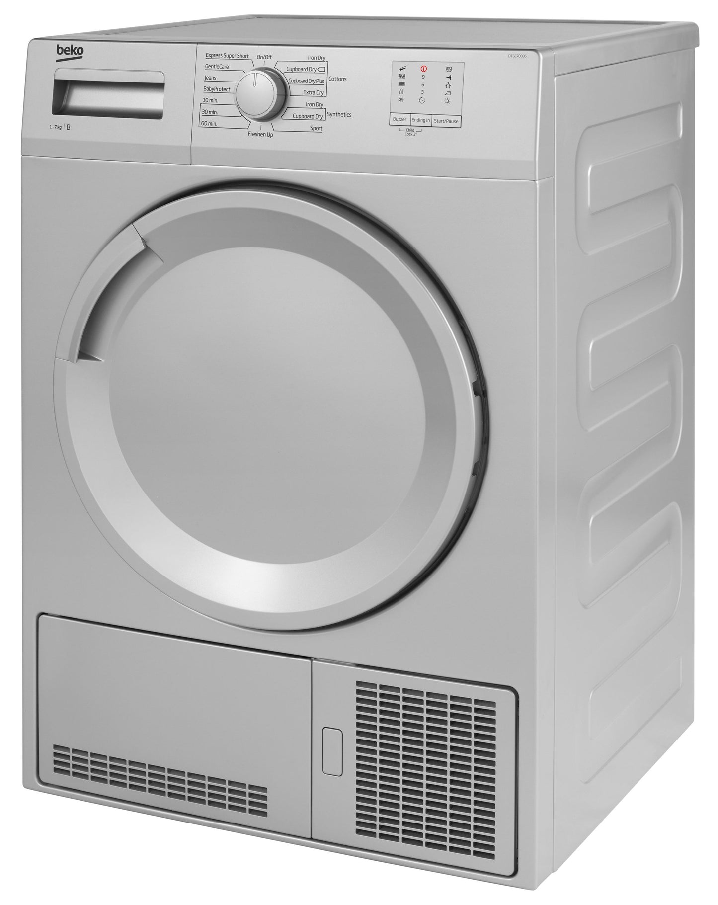 7KG Condenser Tumble Dryer in Silver | DTLCE70051S | More Colour Options