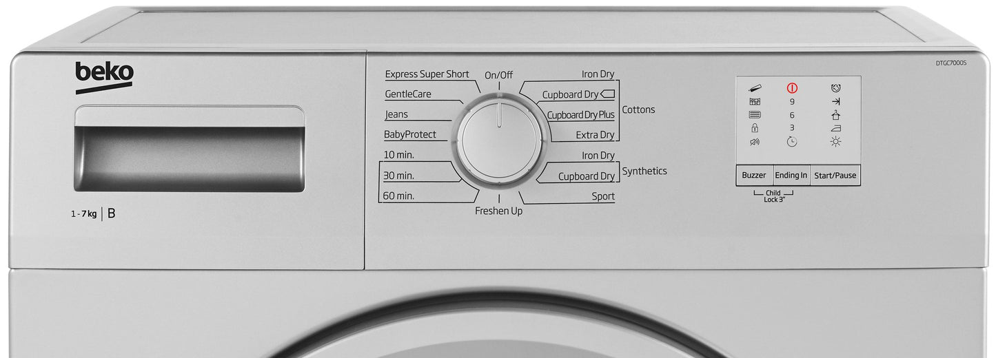 7KG Condenser Tumble Dryer in Silver | DTLCE70051S | More Colour Options