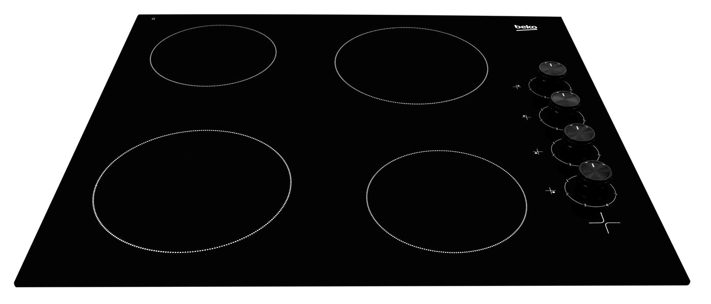 60cm Built-In Electric Ceramic Hob in Black Glass | HIC64102