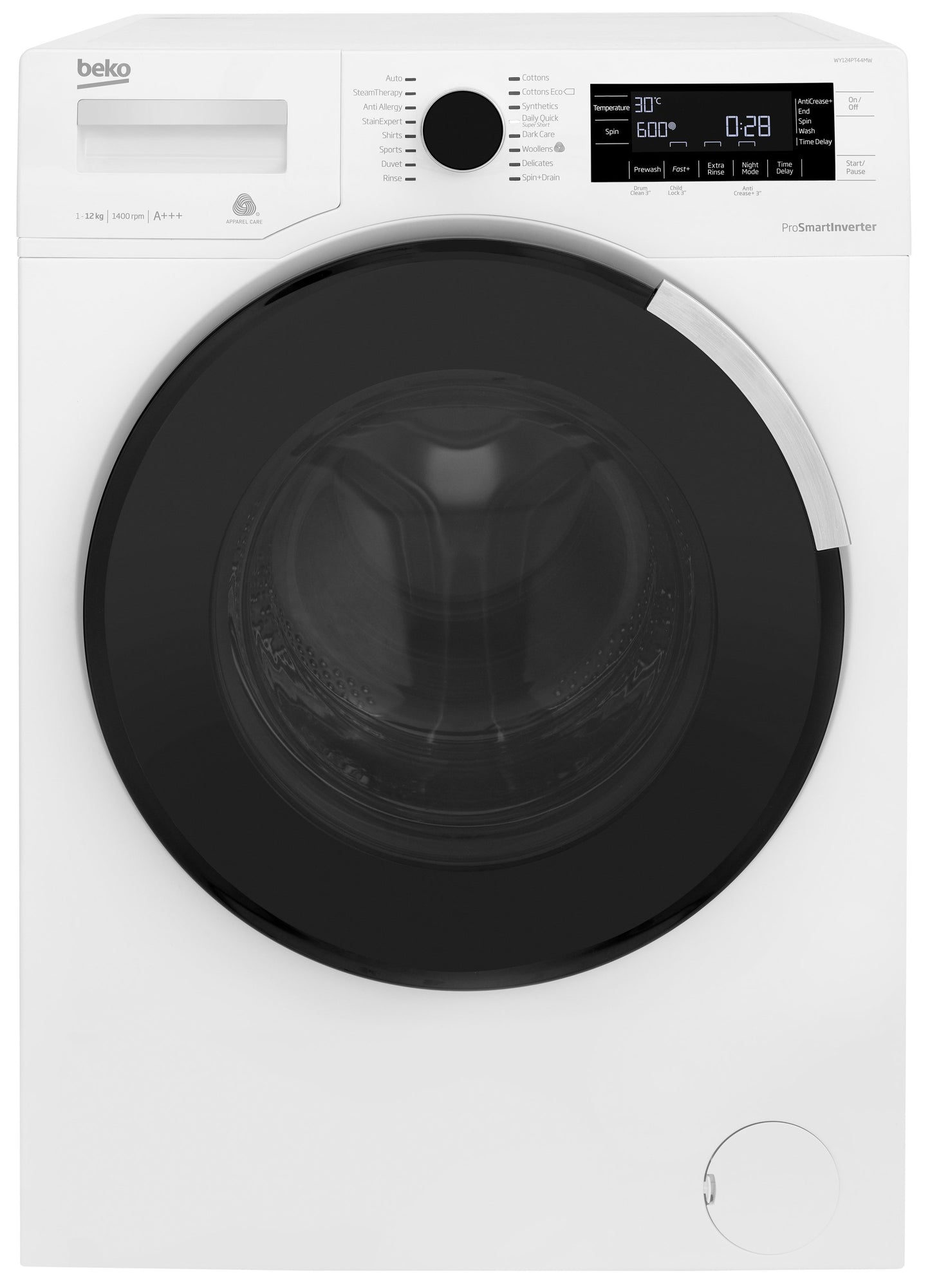 12kg, 1400rpm Washing Machine in White | WY124PT44M