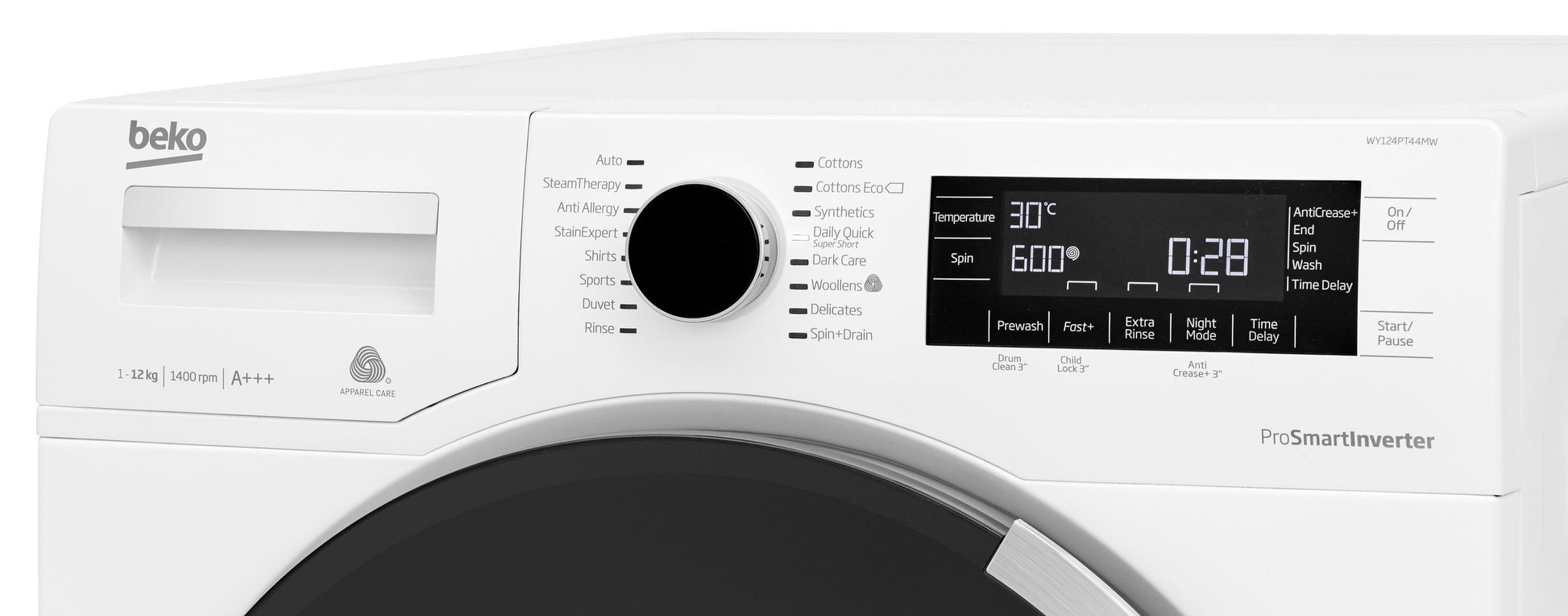 12kg, 1400rpm Washing Machine in White | WY124PT44M