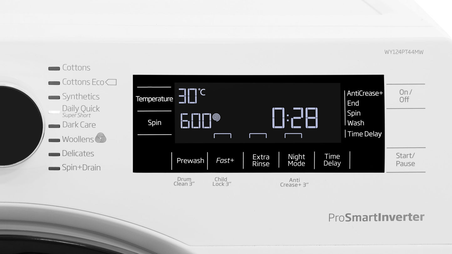 12kg, 1400rpm Washing Machine in White | WY124PT44M