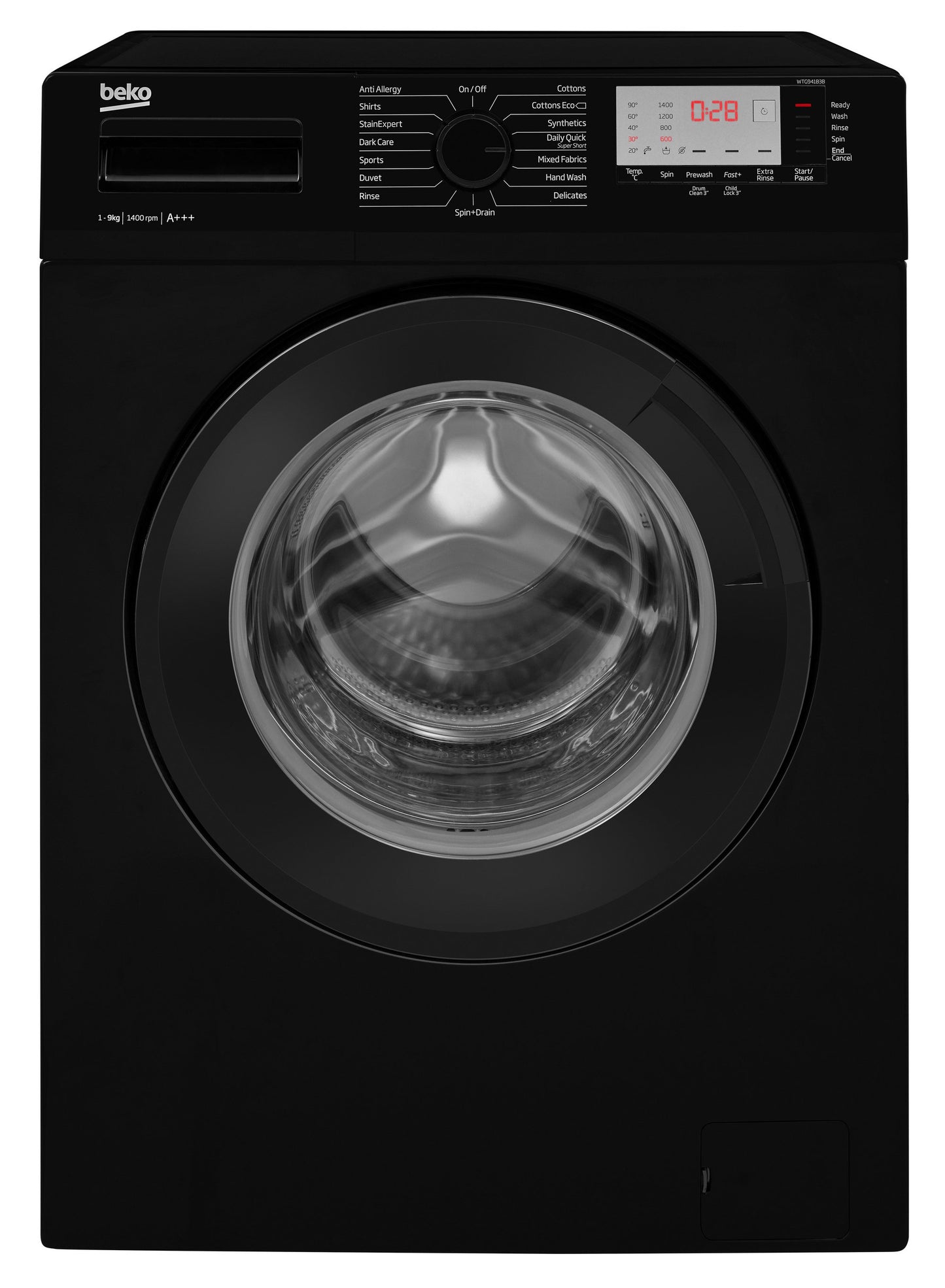 9kg, 1400rpm Washing Machine in Black | WTL94151B | More Colour Options