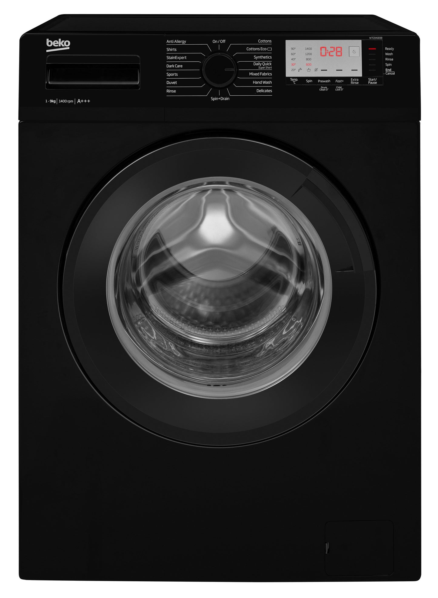 9kg, 1400rpm Washing Machine in Black | WTL94151B | More Colour Options