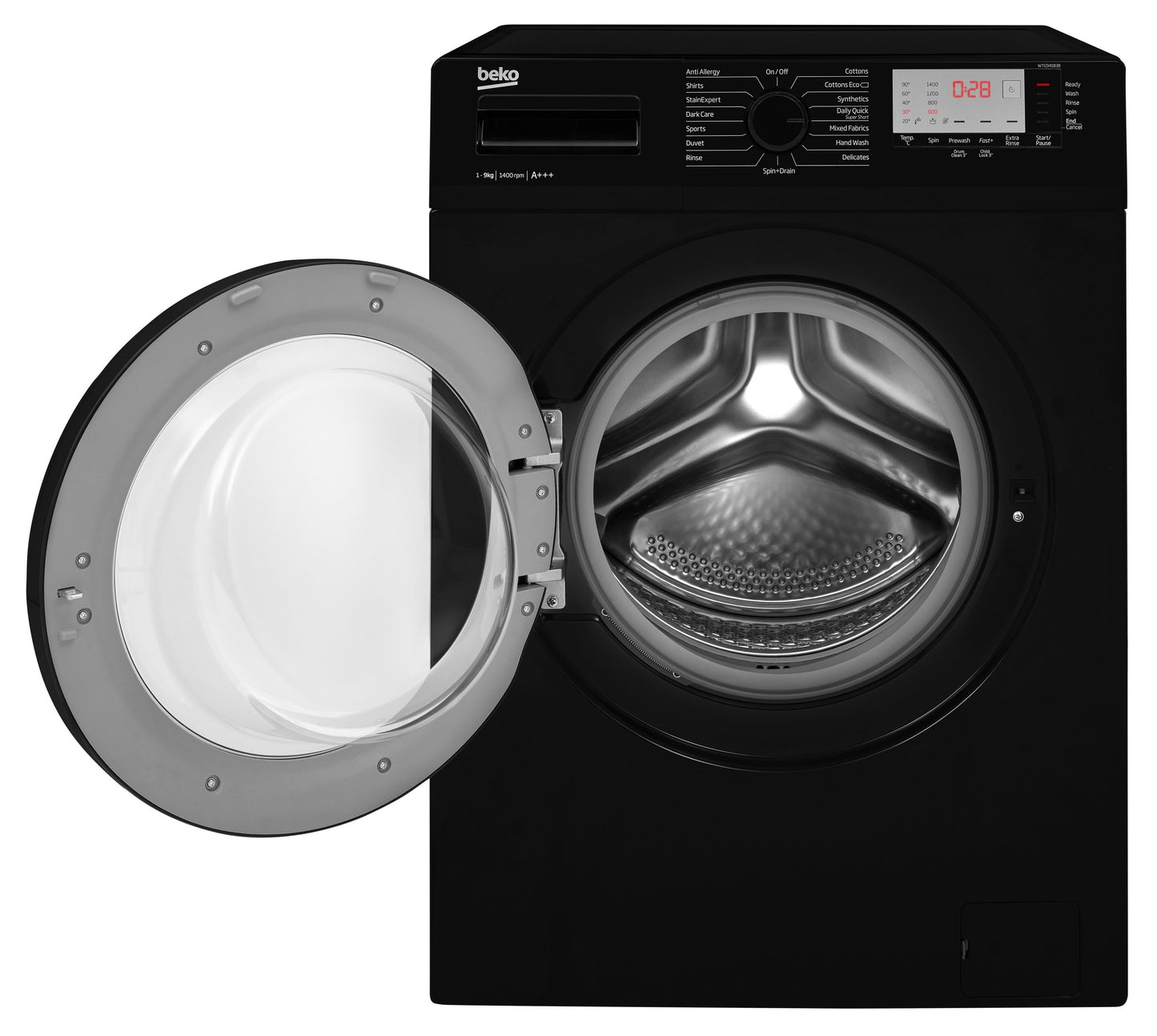 9kg, 1400rpm Washing Machine in Black | WTL94151B | More Colour Options