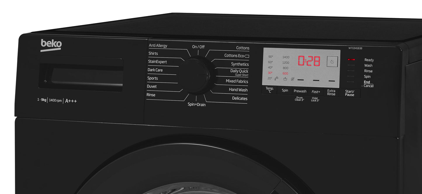 9kg, 1400rpm Washing Machine in Black | WTL94151B | More Colour Options