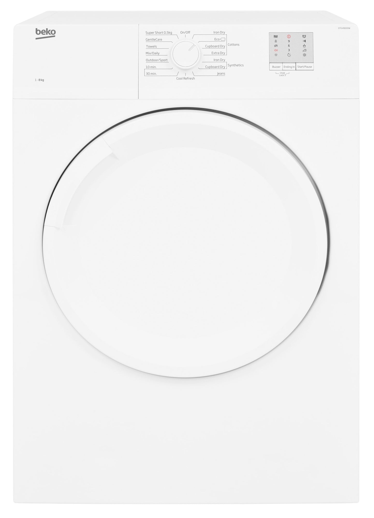 8KG Vented Tumble Dryer | White | DTGV8000W